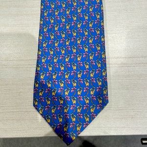 Ferragamo Tie - Lucky Elephant Tie - with blues yellows and pinks. Like New